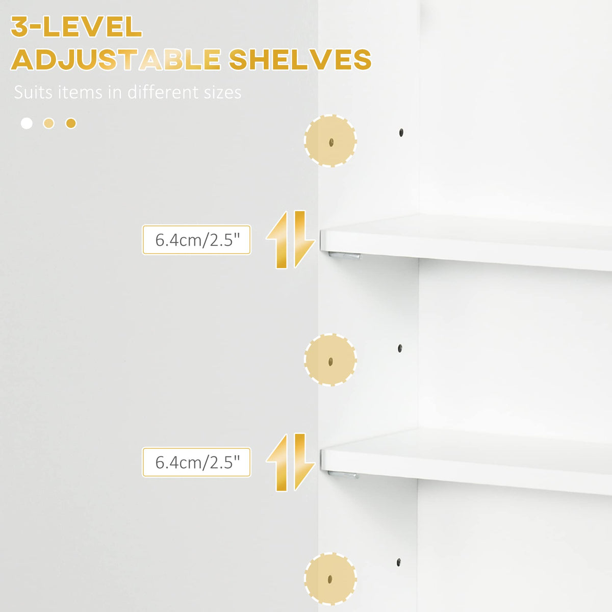kleankin Bathroom Wall Cabinet with Adjustable Shelves for Hallway, White