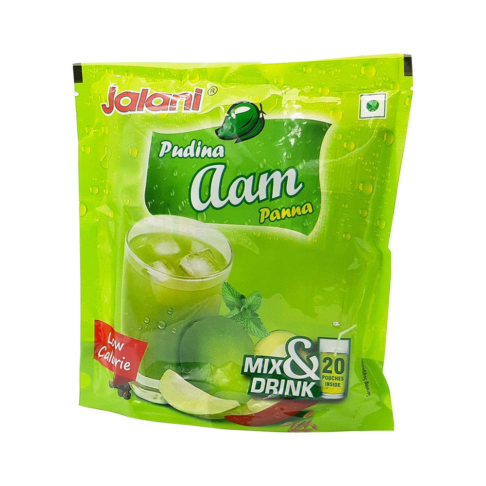Jalani Pudina Aam Panna Instant Drink Mix - Mint & Green Mango, 20 Bags