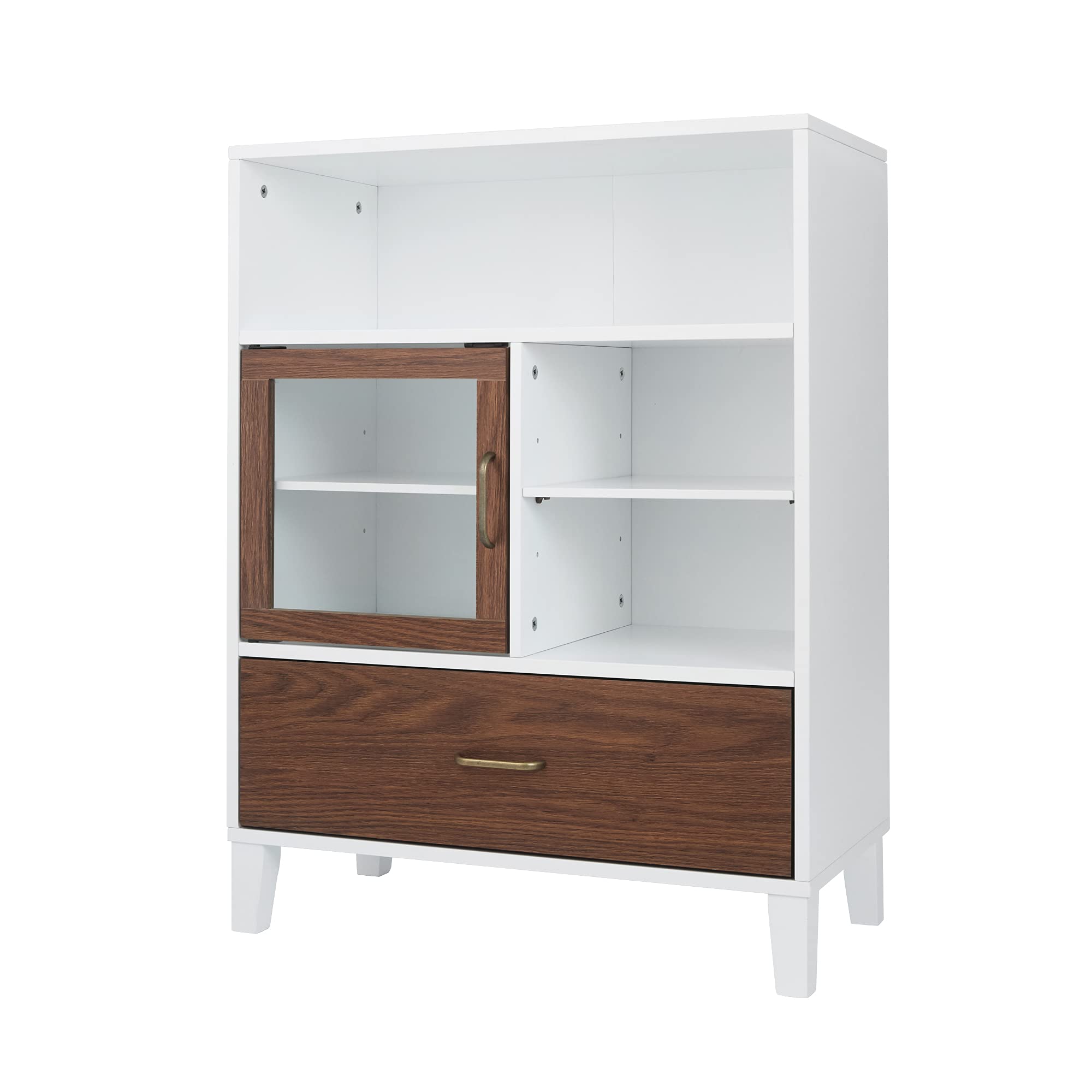 Teamson Home Tyler Wooden Bathroom Storage Cabinet | Mid-Century White
