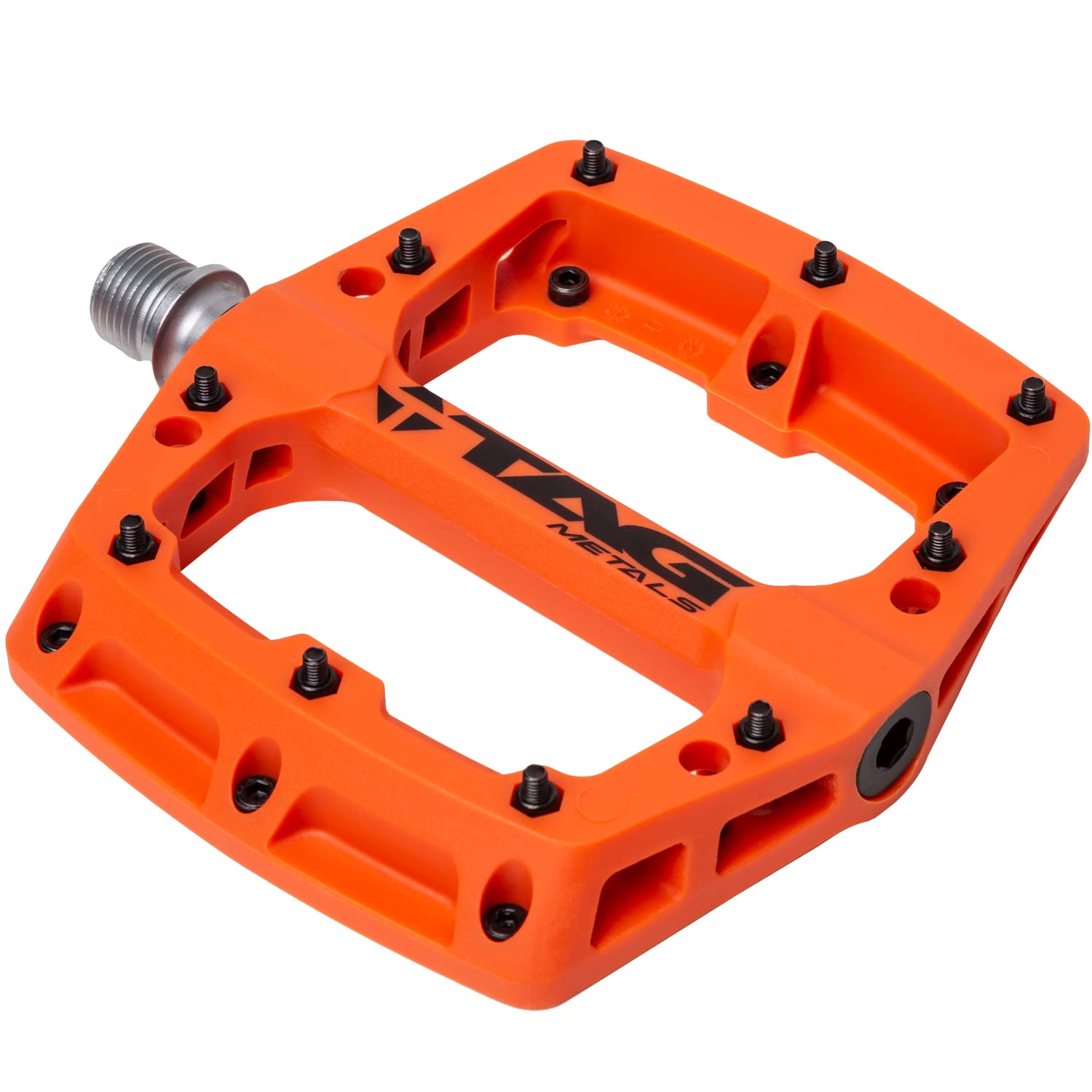 TAG Metals T3 Nylon MTB Platform Pedals – Lightweight 9/16" Axle (Orange)