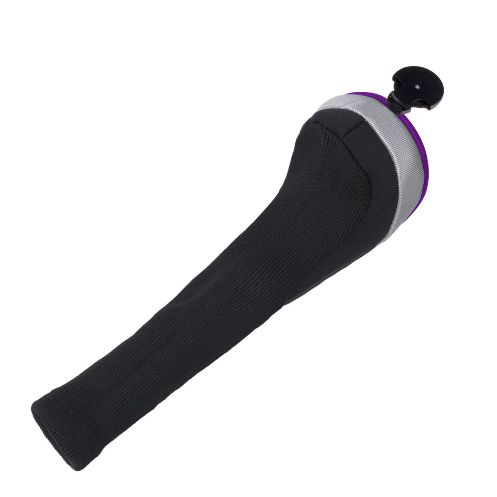 Andux Golf Club Head Covers Set - 6pc Driver Fairway Hybrid - Black/Purple