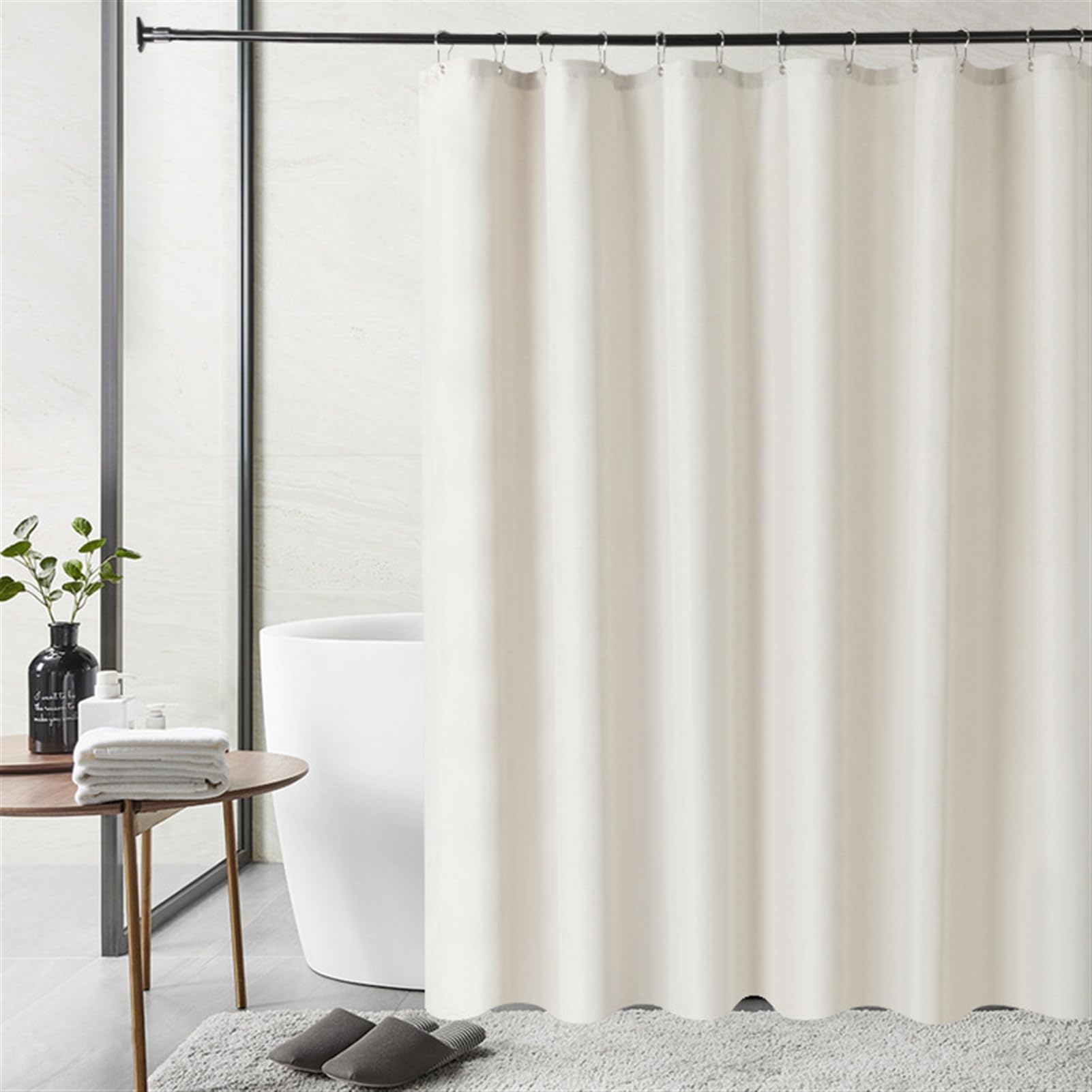 SK Studio Linen Stall Shower Curtain – Waterproof Farmhouse Beige, 39x71