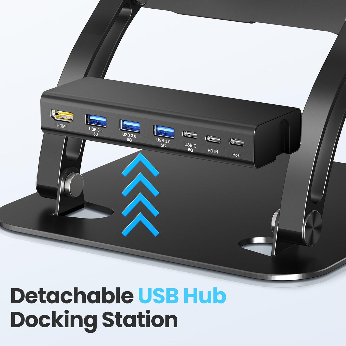 tounee Laptop Stand with Detachable USB-C Hub, 100W PD Charging, 4K@60Hz HDMI, 3 USB Ports - image 2