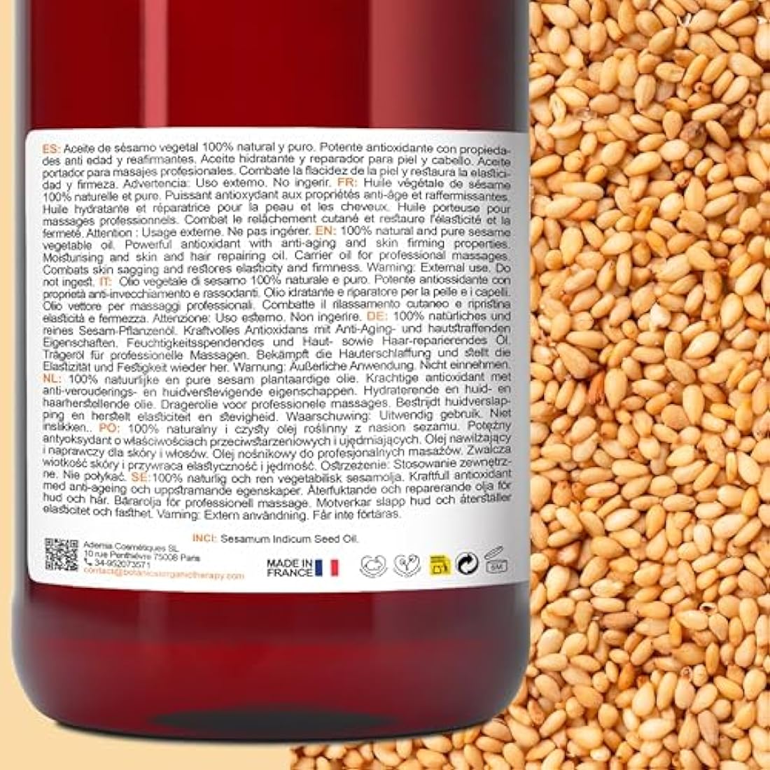 B.O.T Organic Sesame Oil – Cold-Pressed Massage & Skincare Oil – 2000ml