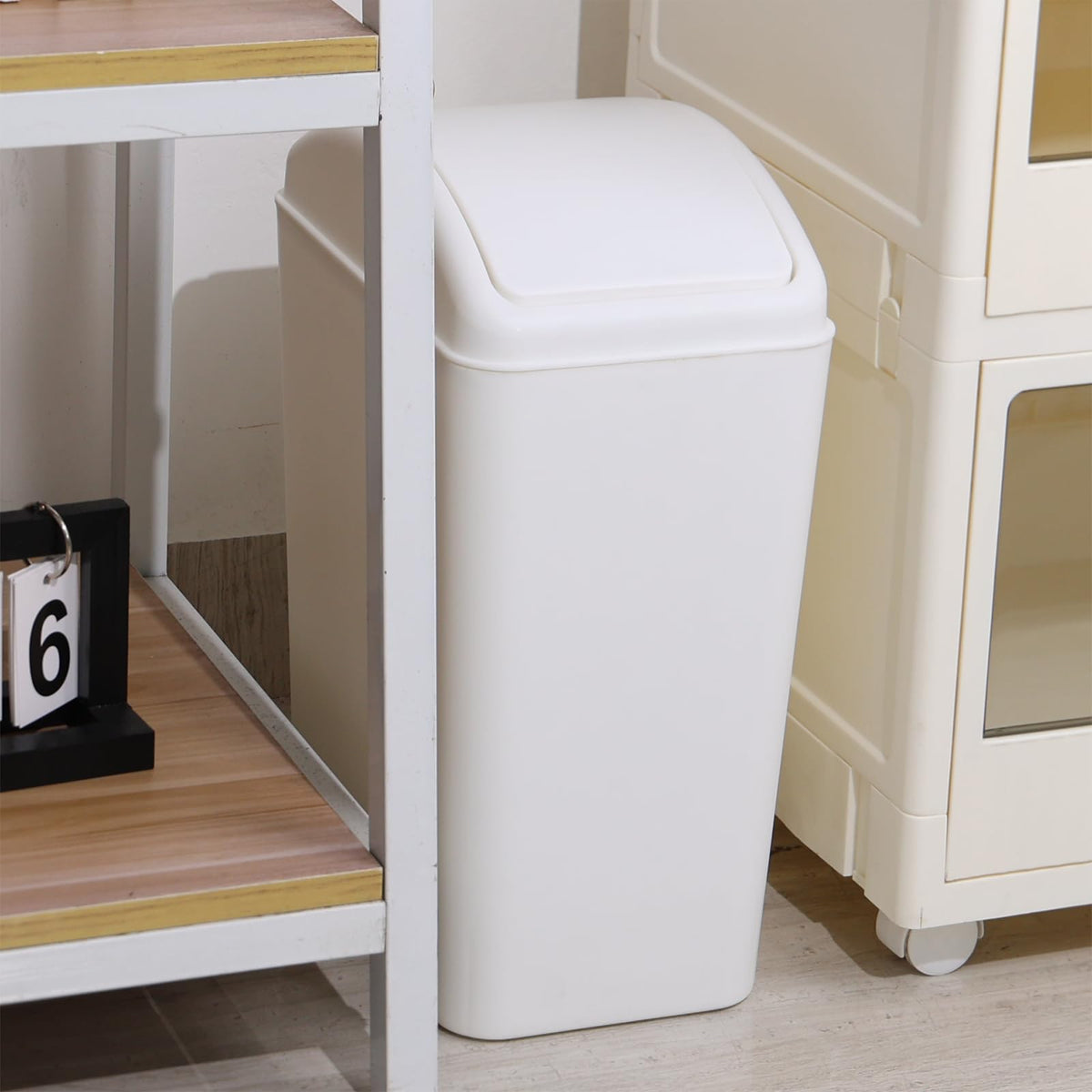 Afromy 15 L Swing Top Trash Can, Slim Kitchen Waste Bin - image 4