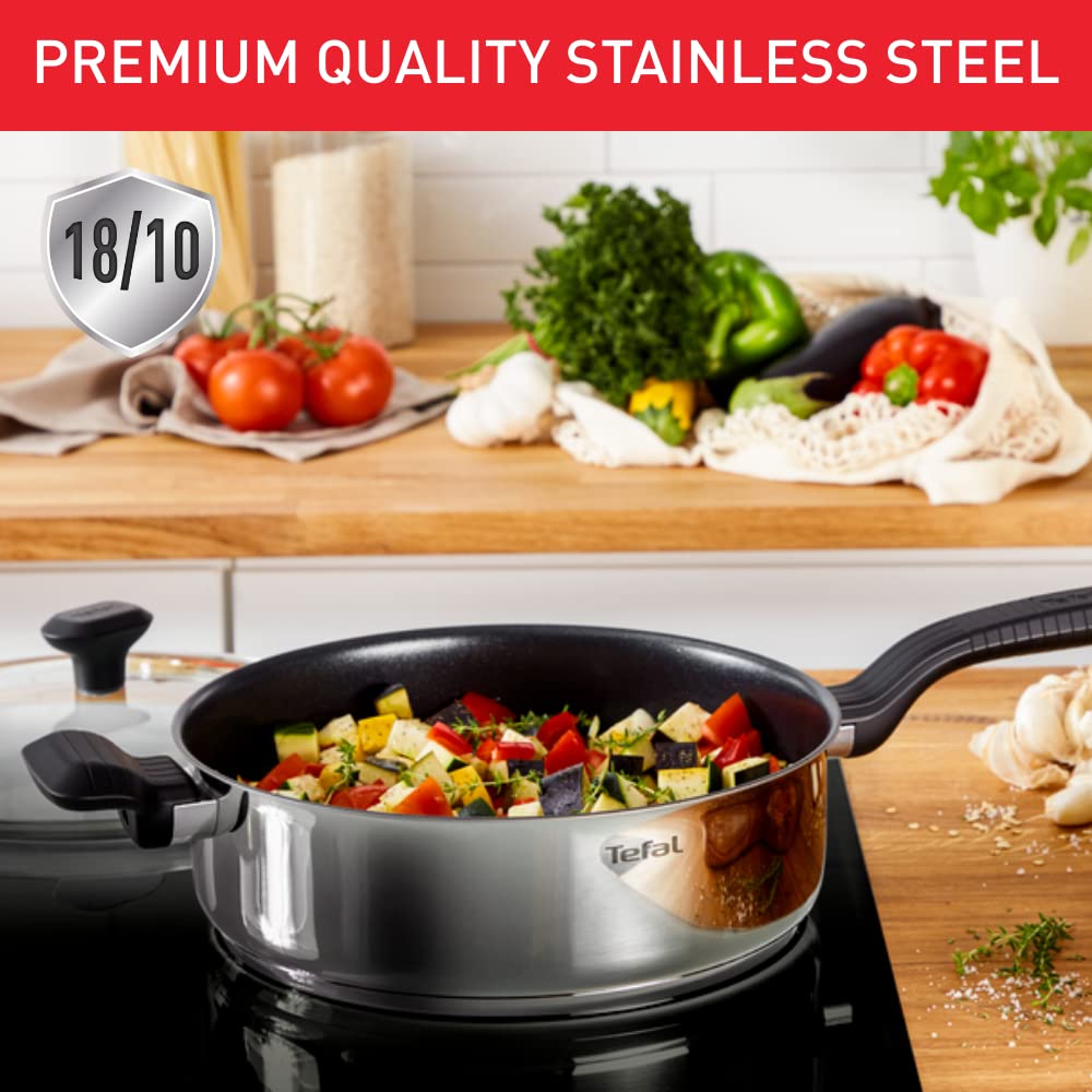 Tefal Comfort Max 26cm Stainless Steel Saute Pan | Non-Stick Induction