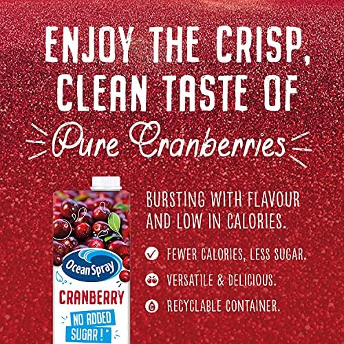 Ocean Spray Cranberry Juice - No Added Sugar, 1L Carton (12-Pack)