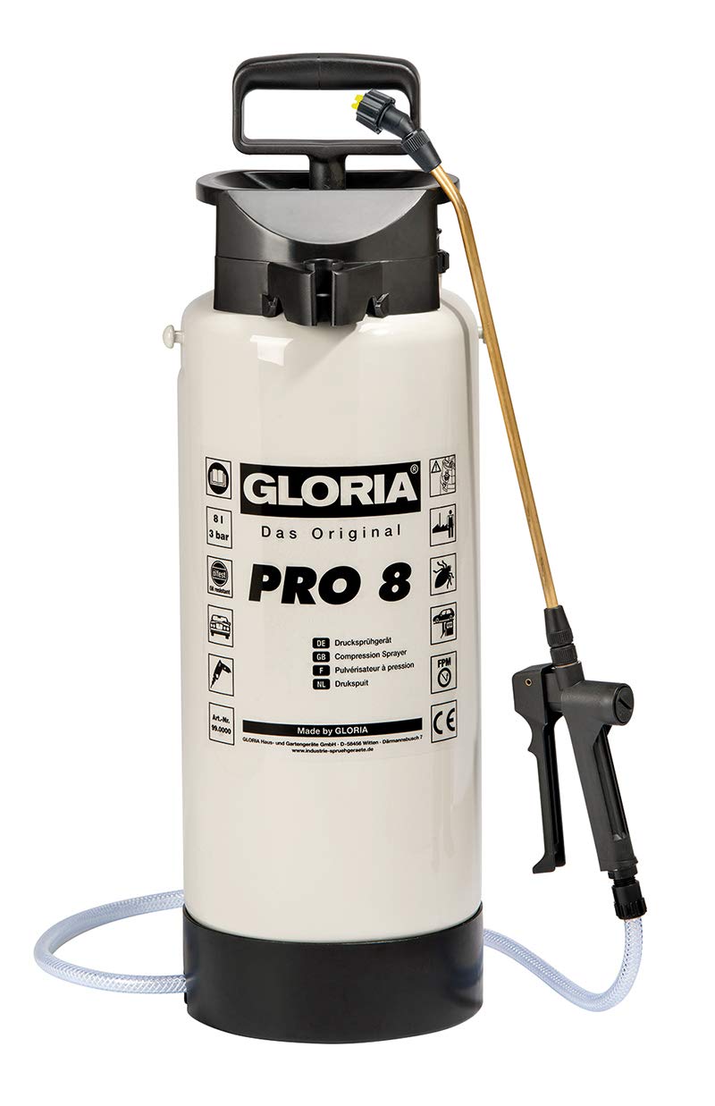 GLORIA Pro 8 Pressure Sprayer – 8L Oil-Proof Industrial Sprayer