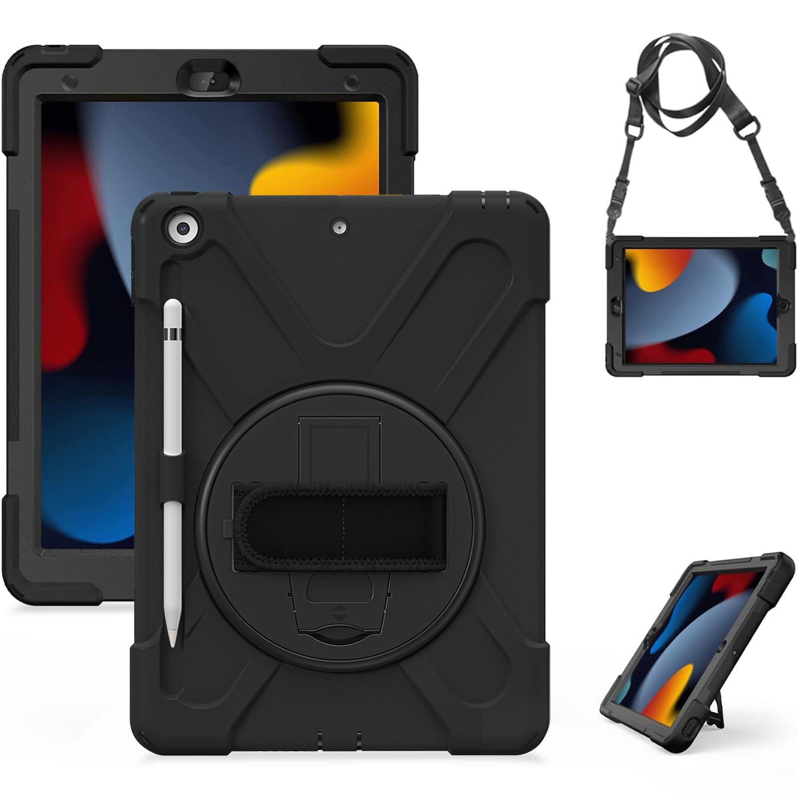 Gerutek iPad 10.2 Case - Shockproof Cover with Kickstand & Hand Strap