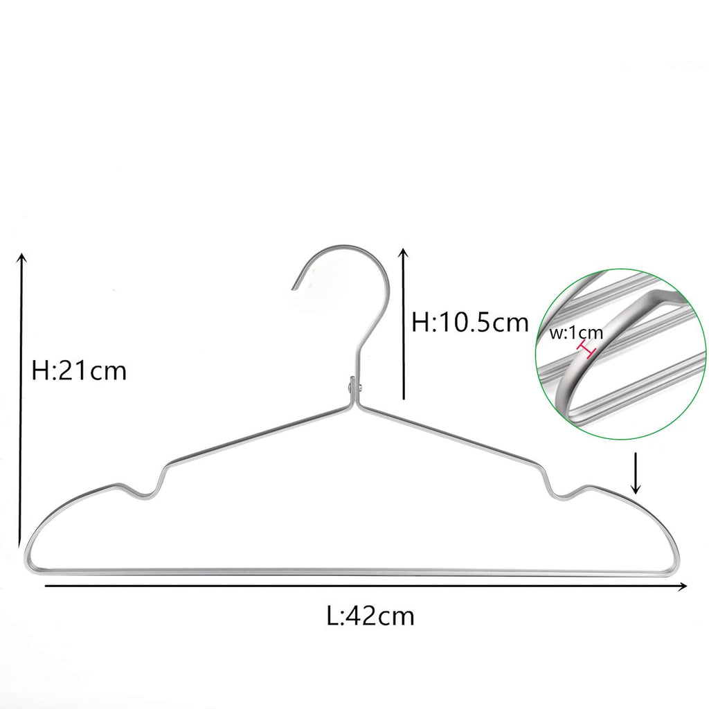 Amber Home Matte Silver Aluminum Coat Hangers - 20 Pack Metal Suit Rack