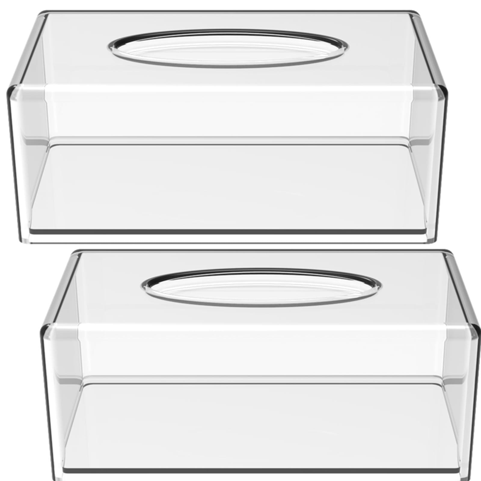 Yopay 2-Pack Clear Acrylic Tissue Box Cover | Large Rectangular Dispenser
