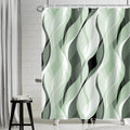 Uiiooazy Sage Green Shower Curtain | Geometric Waterproof Polyester Fabric