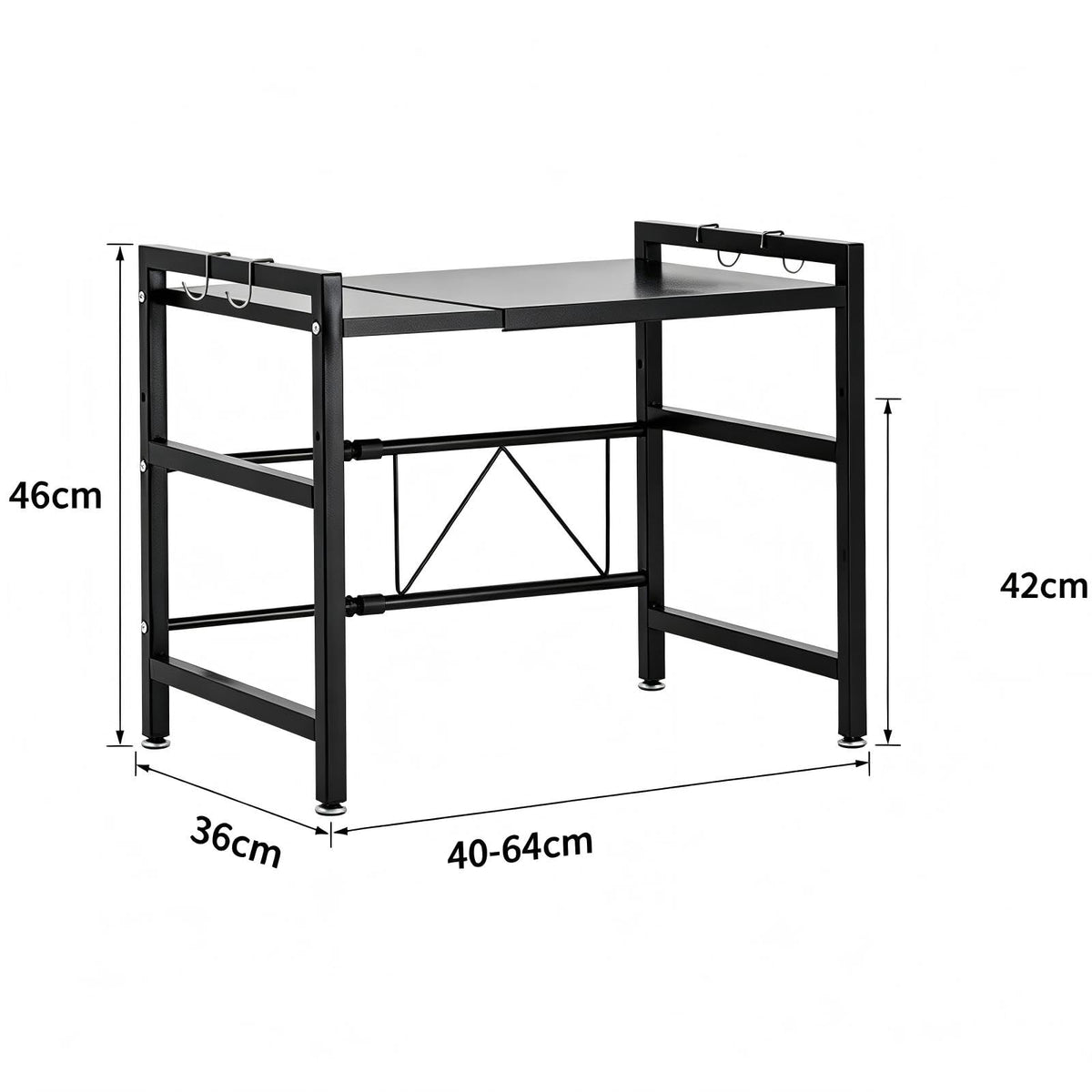 Multibao Expandable Microwave Rack Shelf, 2 Tier Oven Rack Stand Holder Kitchen Corner Shelf Desktop Printer Shelf Rack, Bakers Rack - image 3