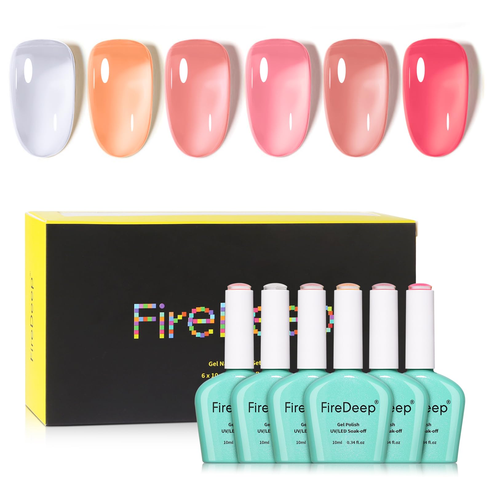 Firedeep Hema Free Jelly Gel Polish Kit – 6 Color Sheer Nude Set
