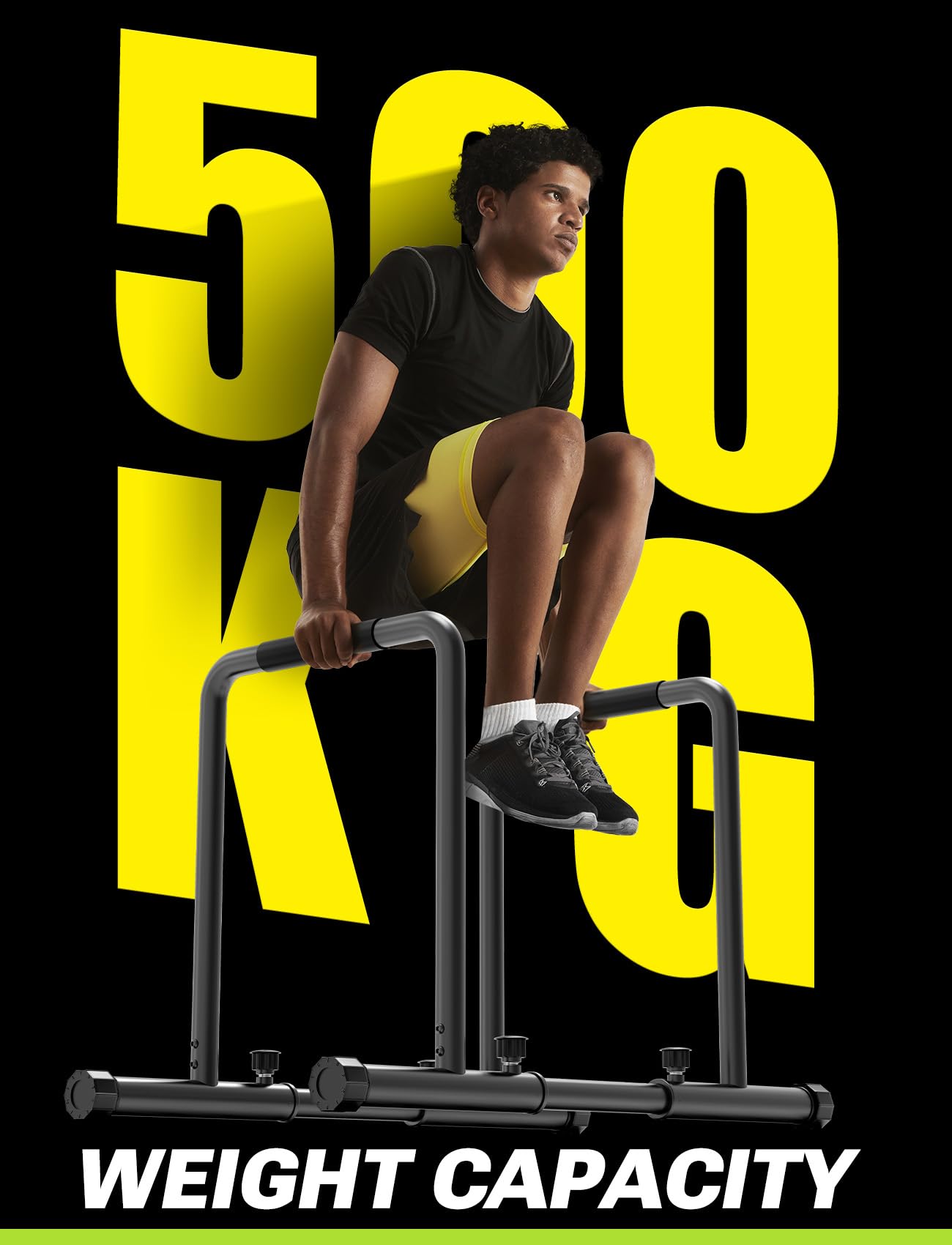 YOLEO Adjustable Dip Bars - 1100lbs Heavy Duty Parallettes Station