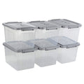 Gitany 12L Plastic Latching Storage Box with Lid, Clear 6-Pack Set