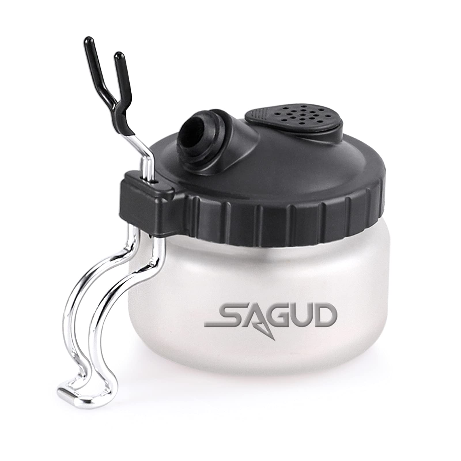 SAGUD Airbrush Cleaning Pot Glass Jar Kit with Holder Station