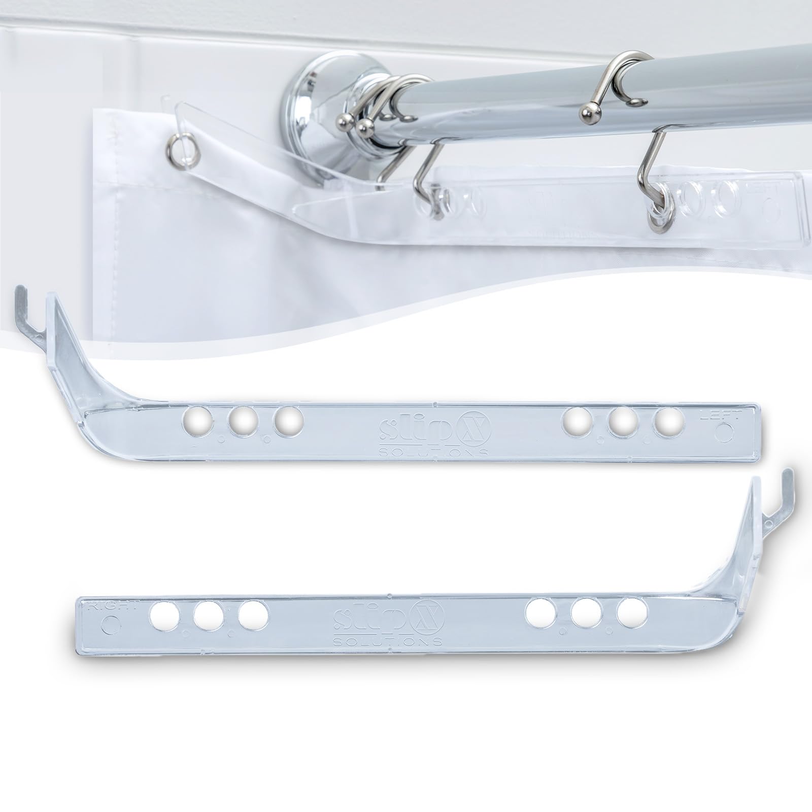 SlipX Solutions Shower Curtain Splash Guards – Clear Lexan Plastic, 2pk