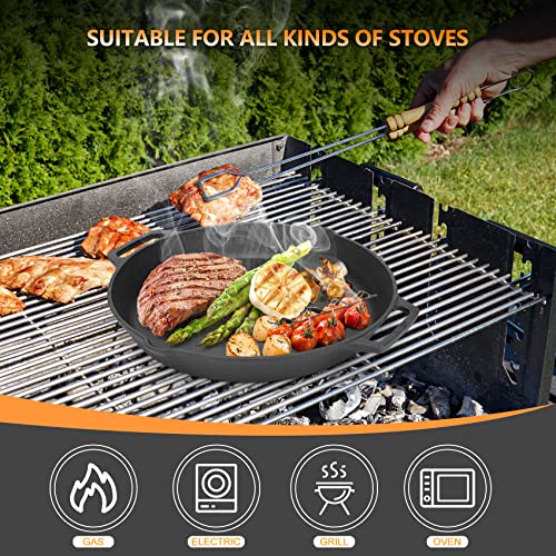 Onlyfire 13.8" Cast Iron BBQ Grill Pan – Pre-Seasoned Pizza & Frying Pan