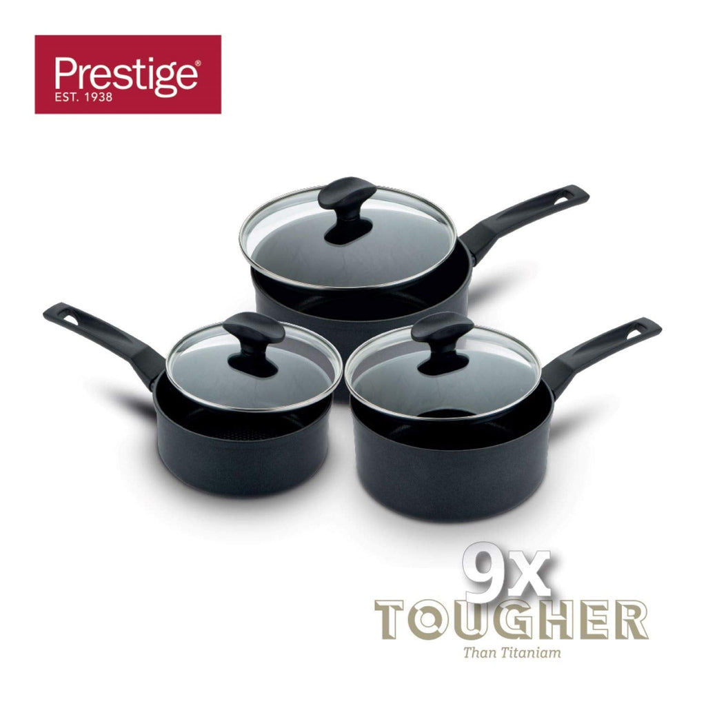 Prestige 9x Tougher 3 Piece Saucepan Set | Non-Stick Induction Cookware