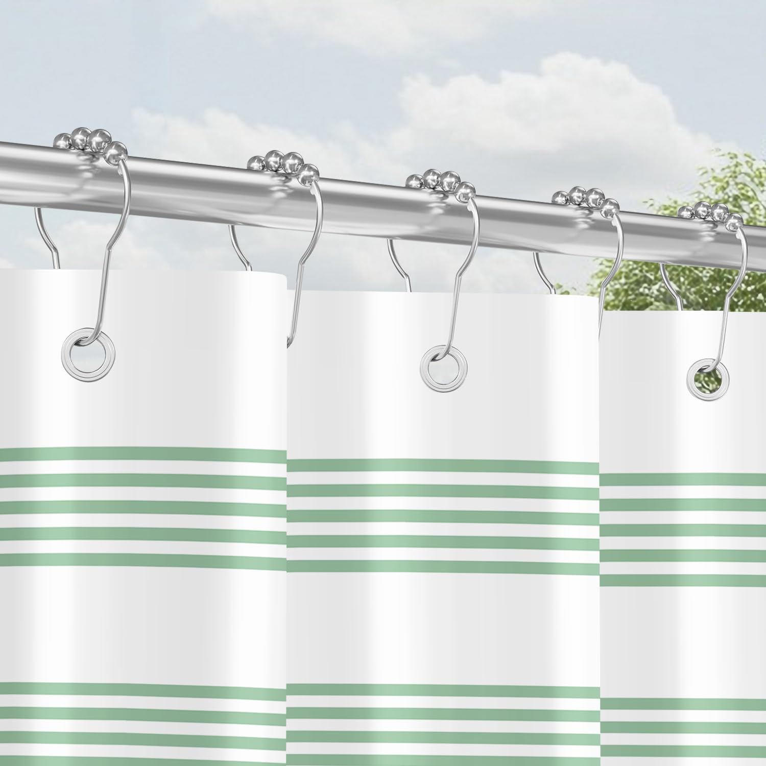 Jolof Store Shower Curtain – 180x200cm Anti-Mould Striped Polyester