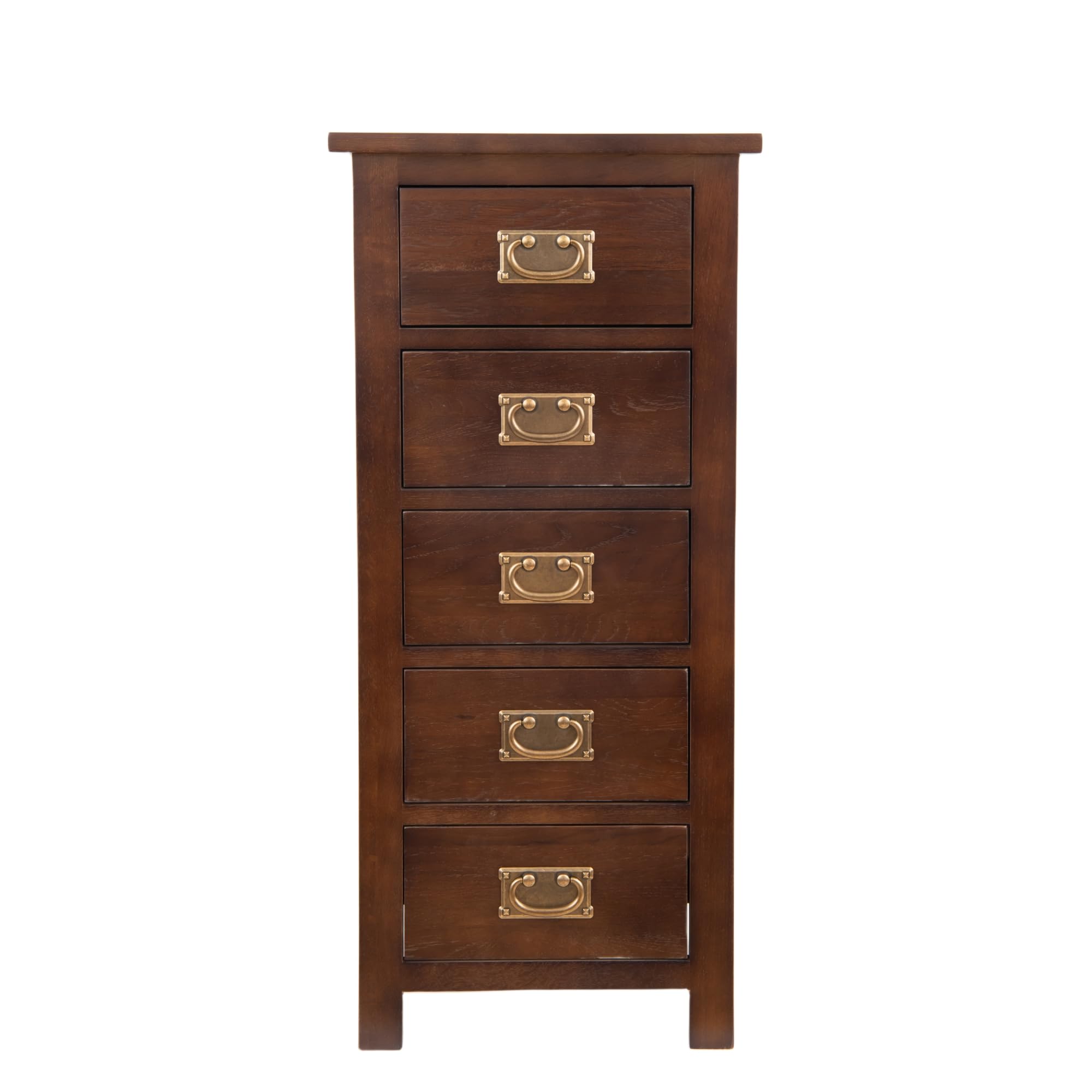 Kemtpase Oak 5 Drawer Chest - Narrow Solid Wood Tallboy Cabinet