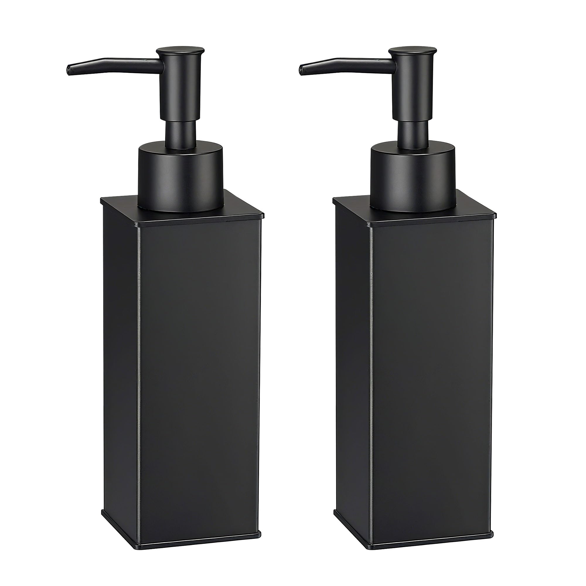 BGL Stainless Steel Soap Dispenser 2 Pack | Square Liquid Pump Bottles, Black