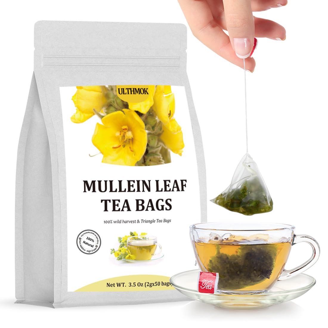 Jolof Store Mullein Leaf Tea Bags – 100% Pure Herbal Tea, Caffeine Free