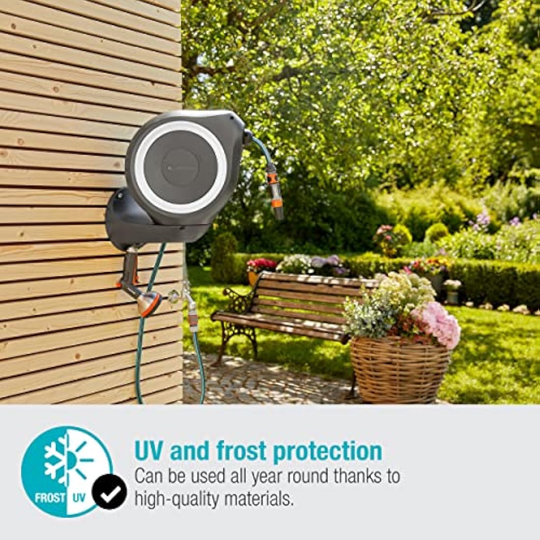 Gardena Wall-Mounted Hose Box RollUp M | 20m Automatic Hose Reel