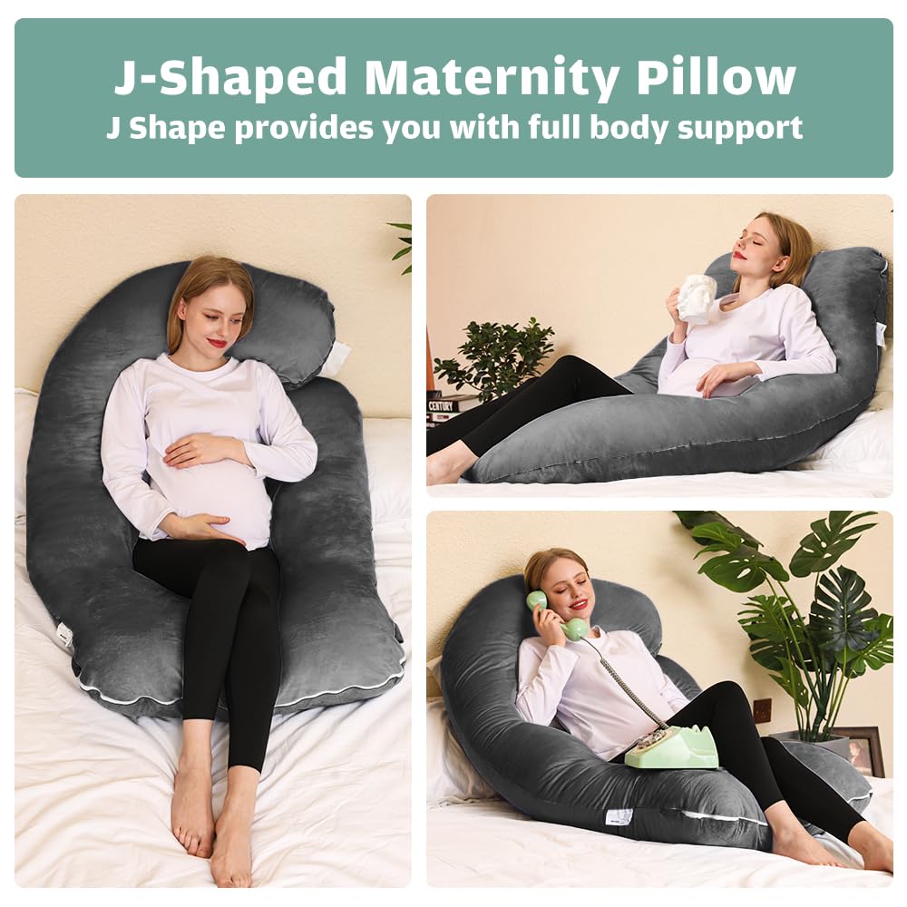Chilling Home J-Shaped Pregnancy Pillow – 55 Inch Full Body Maternity Support