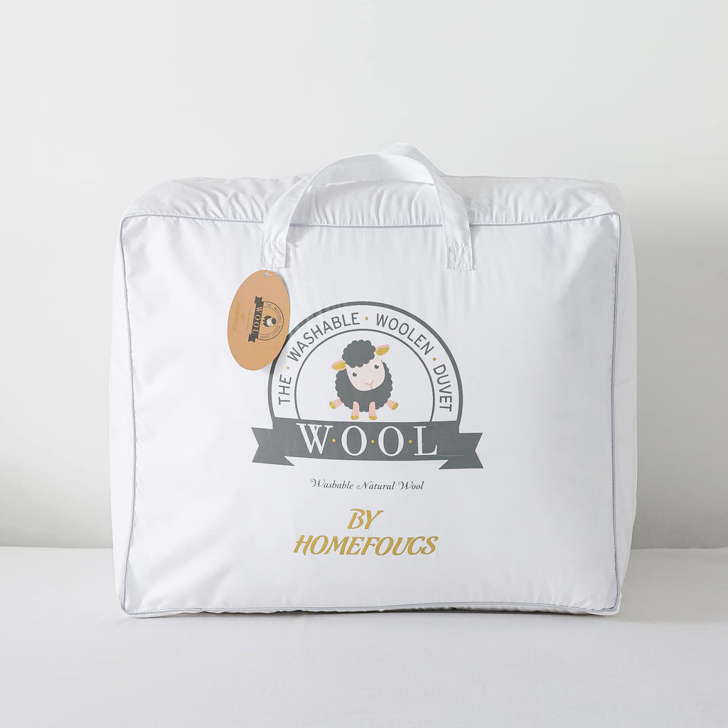HOMEFOUCS King Size Wool Duvet | 13.5 Tog Washable All-Season Quilt