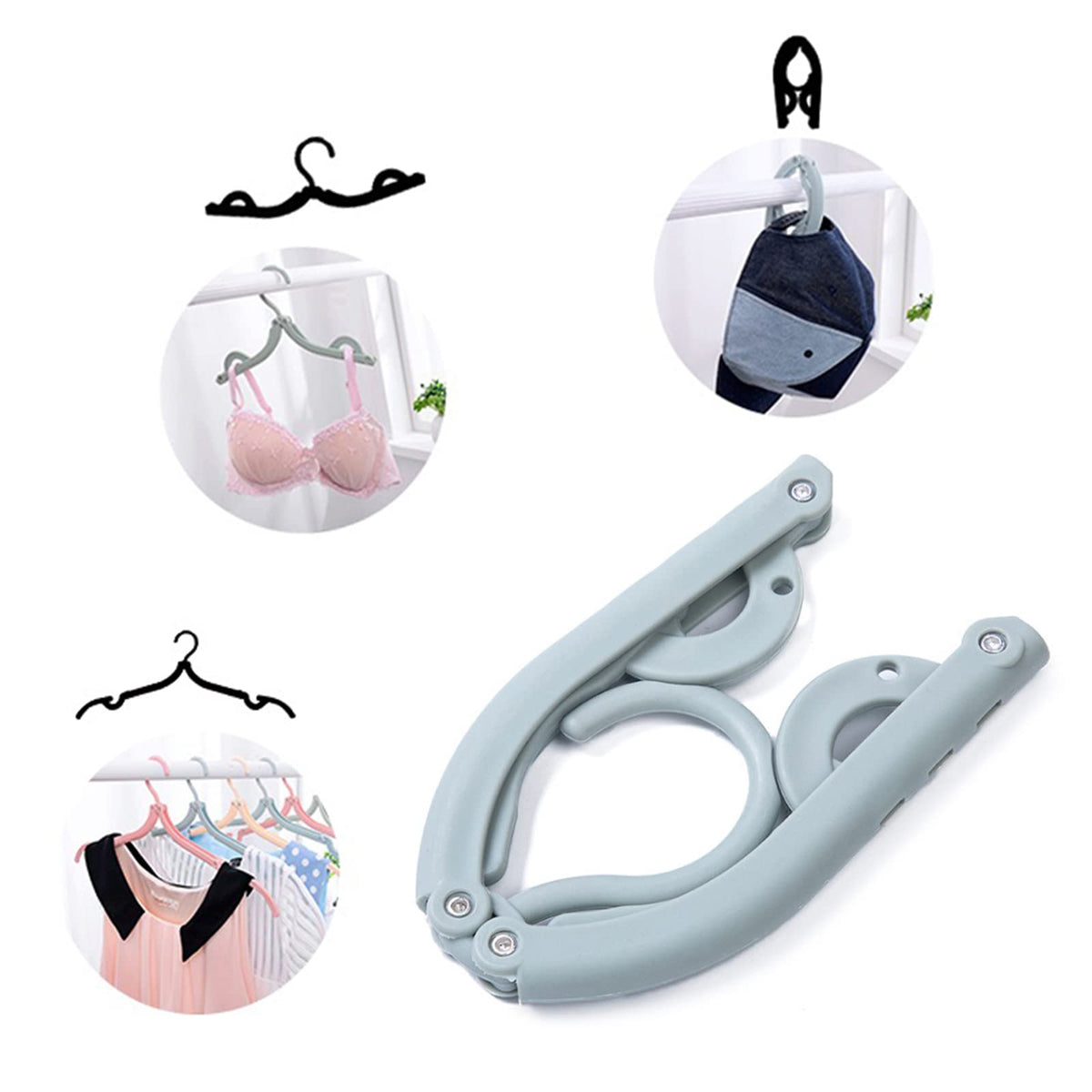 8pcs Folding Clothes Hangers, LOMYLM 4 Colors Travel Hangers Foldable