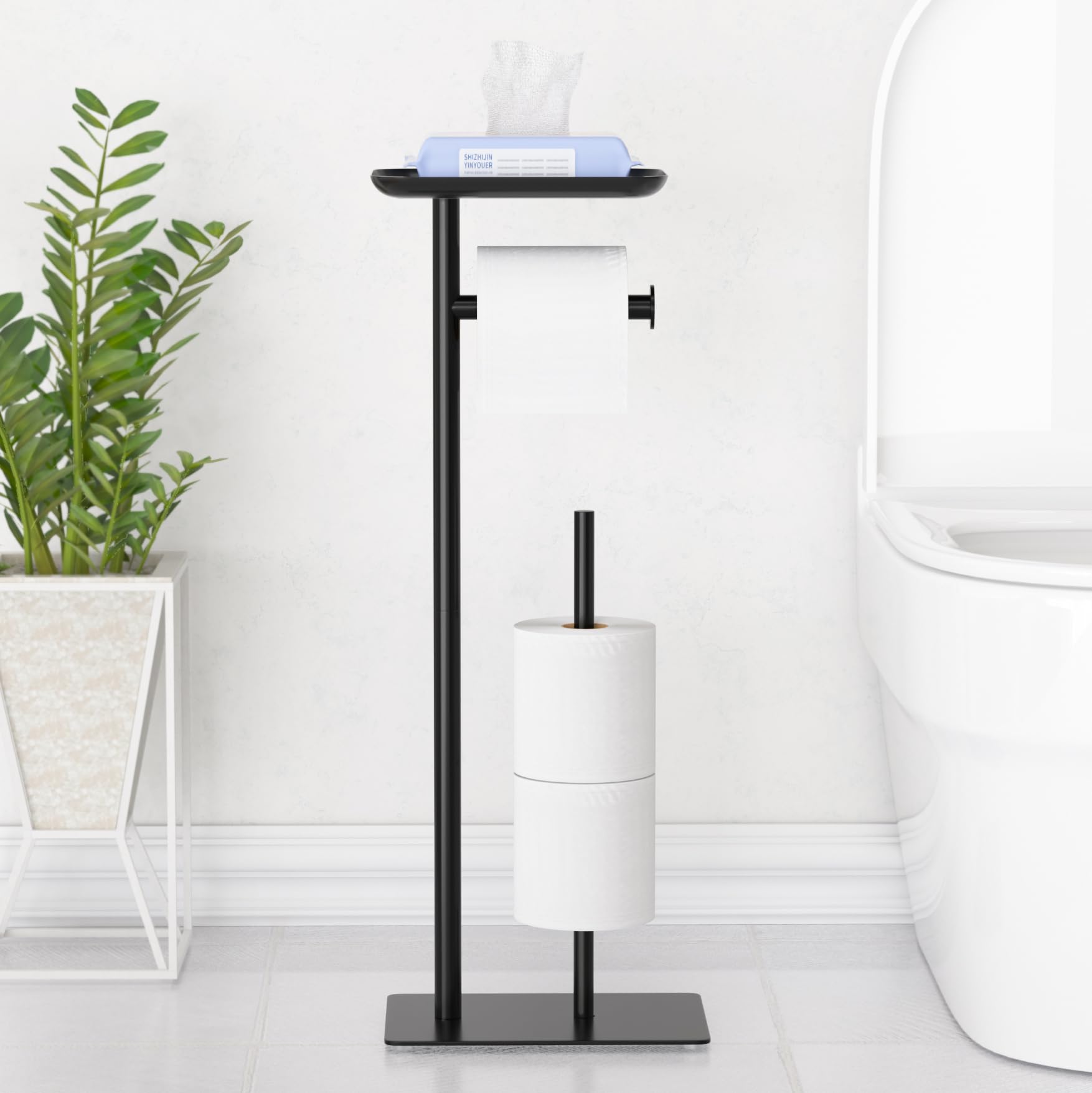 Toilet Roll Holder – Stainless Steel Stand with Shelf