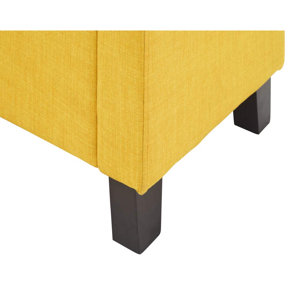 GFW Verona Ottoman Storage Box, Mustard Fabric Upholstered Blanket Box with Button Tufted Lid, Storage Bench with Hidden Storage and Wooden Feet - image 5