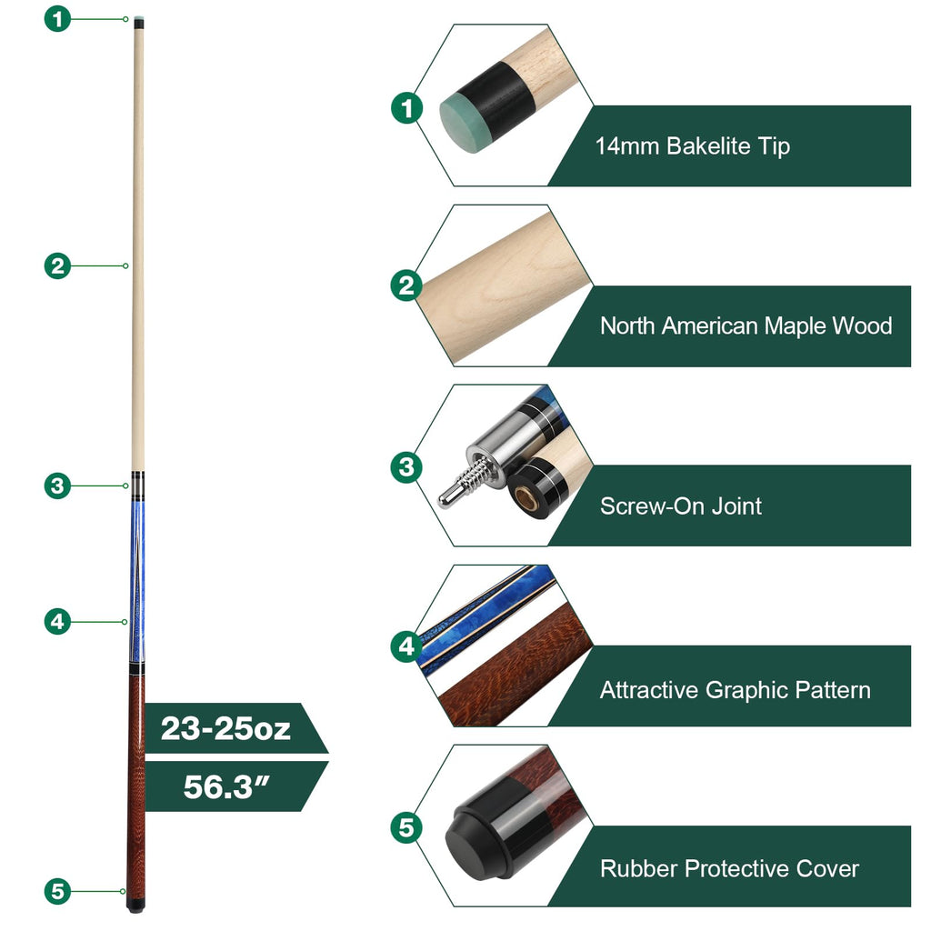 ASMPCUE 3-in-1 Jump Break Pool Cue | Carbon Fiber & Canadian Maple