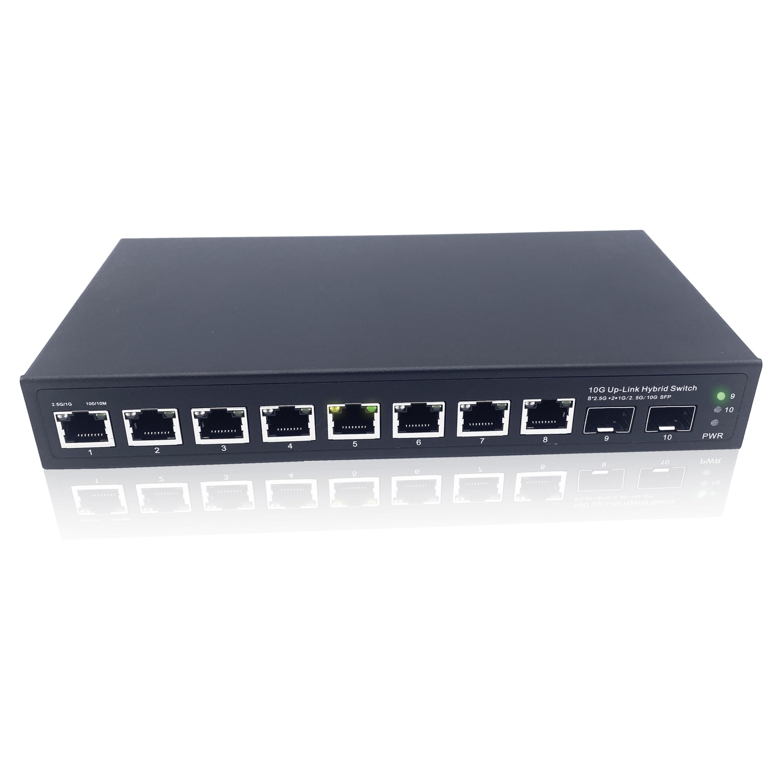 Elfcam 10Gb Fiber Optic Switch - 2 SFP+ and 8 2.5G RJ45 Ports