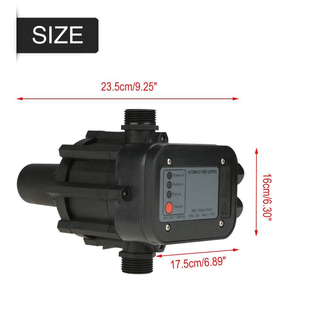 Hilitand 220V Automatic Water Pump Pressure Switch Controller – Black