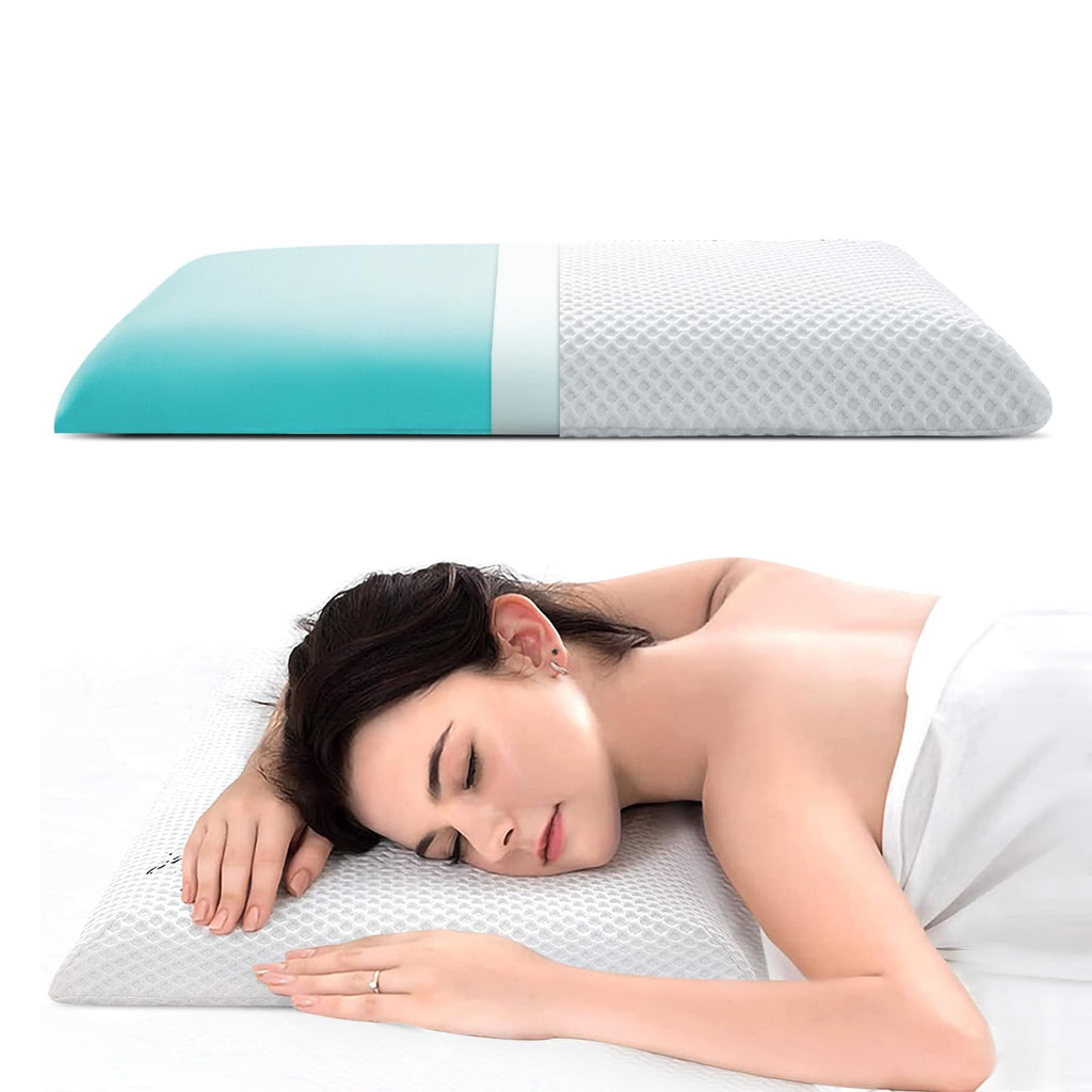 AOTOZE Ultra Thin Memory Foam Pillow | Low Profile Cooling Stomach Sleeper