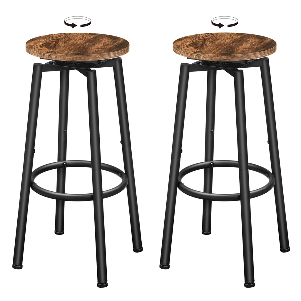 HOOBRO 360 Swivel Bar Stools Set of 2, Round Kitchen Breakfast Stools, Bar Chairs with Footrest, for Kitchen Islands, Cafe, Counter - image 1