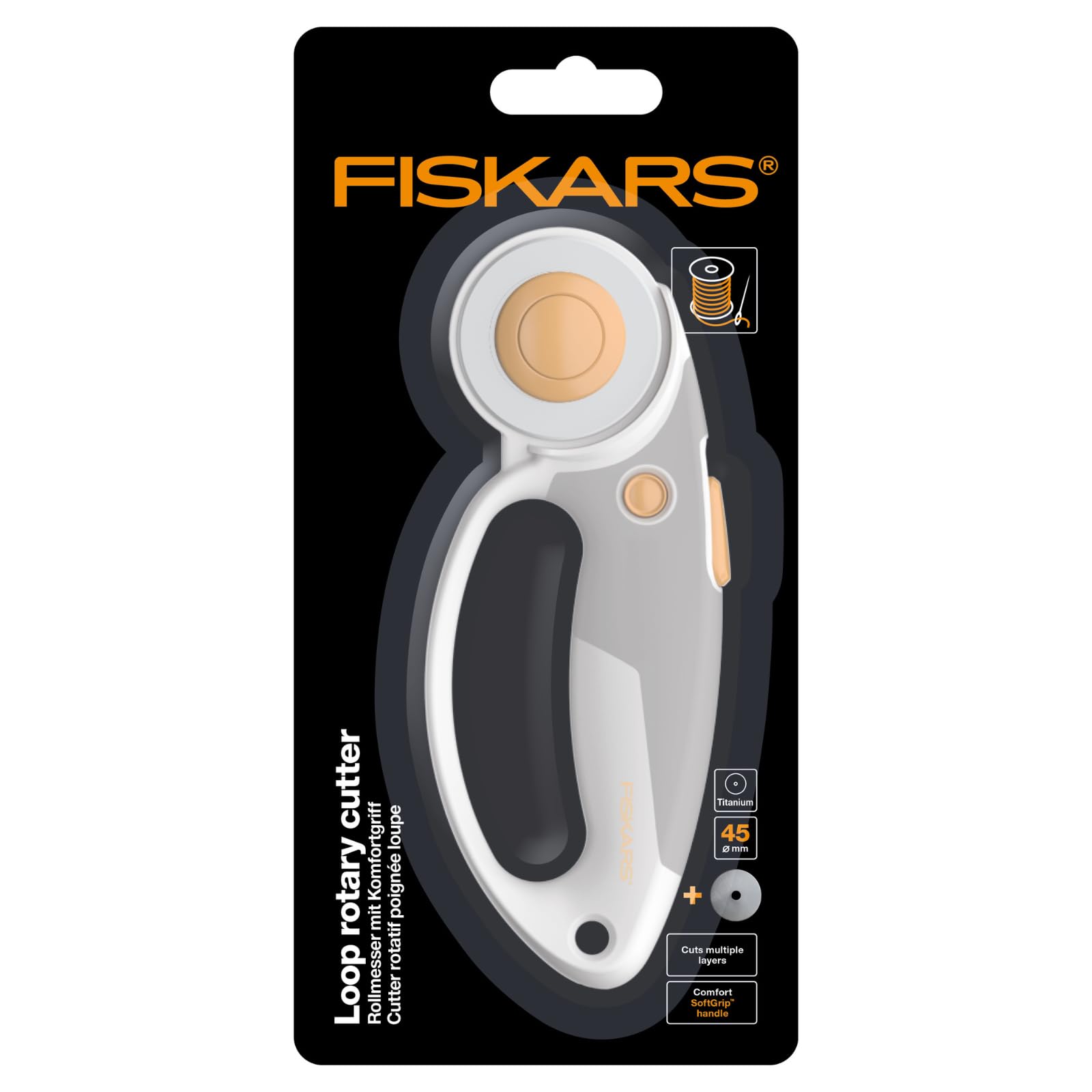 Fiskars Titanium Rotary Cutter | 45mm Loop Handle Fabric Blade