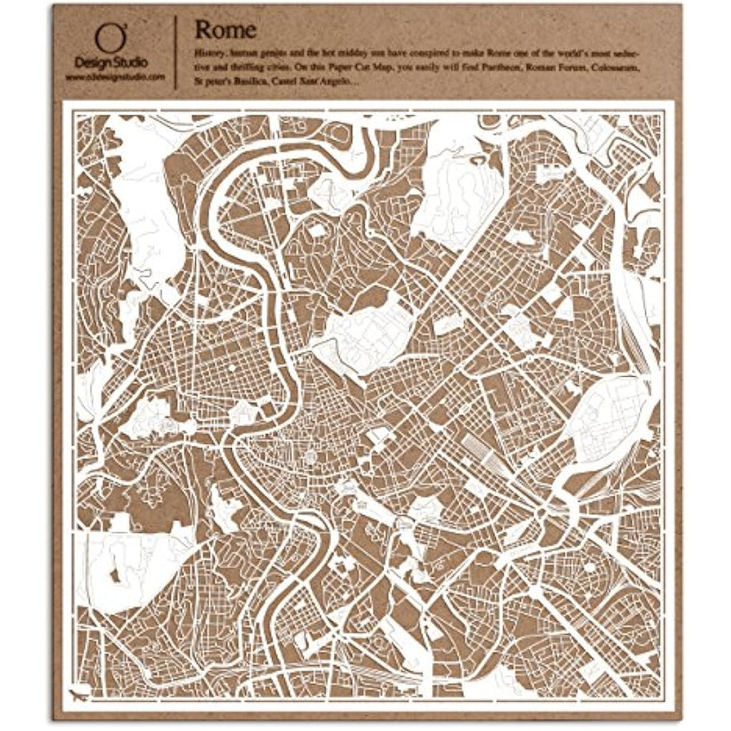 Rome Paper Cut Map Wall Art |  Laser Cut Decor - 30x30 cm
