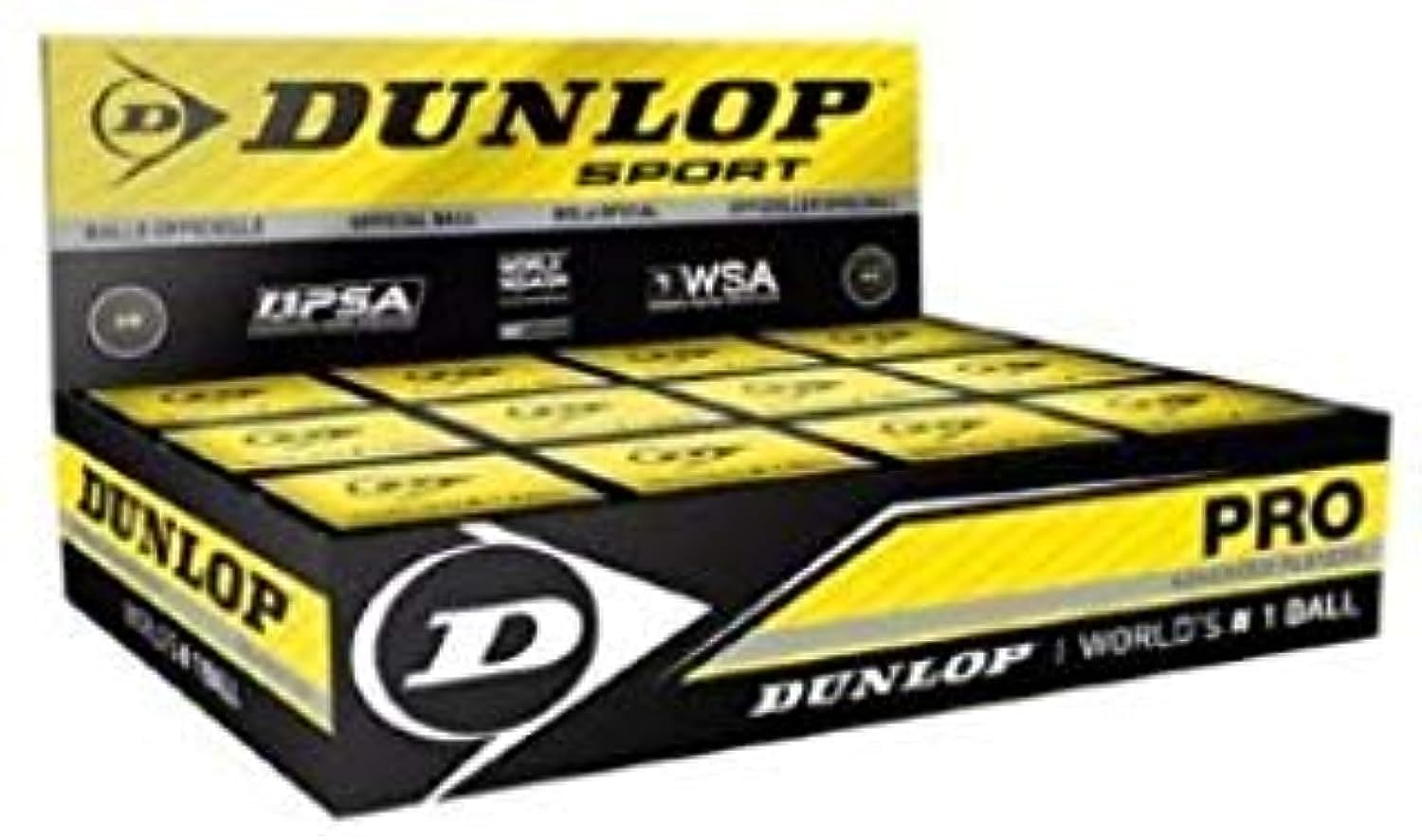 Dunlop Pro Squash Balls – Double Yellow Dot – 1 Dozen (12 Pack)