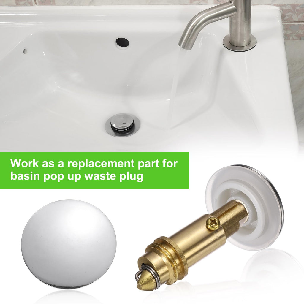 sourcing map Basin Sink Clicker, Replacement Sink Basin Clicker Brass Push Spring Plug for Home Bathroom Bathtub Sinks Drain Stopper - image 4