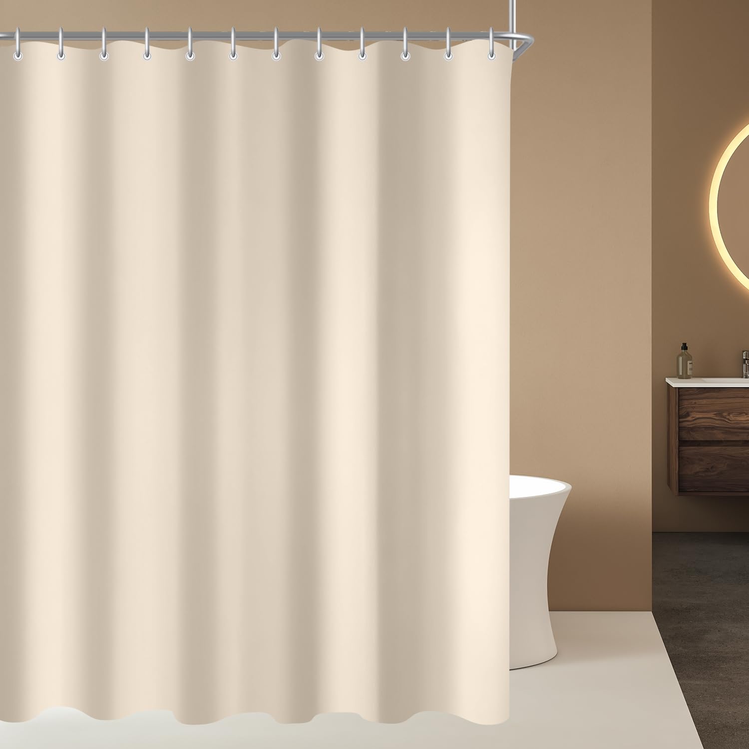 Lerores Beige Shower Curtain | 150x200cm Anti-Mold Waterproof Polyester