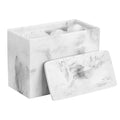 Luxspire Resin Cotton Swab Holder | 2-Compartment Vanity Organizer - White
