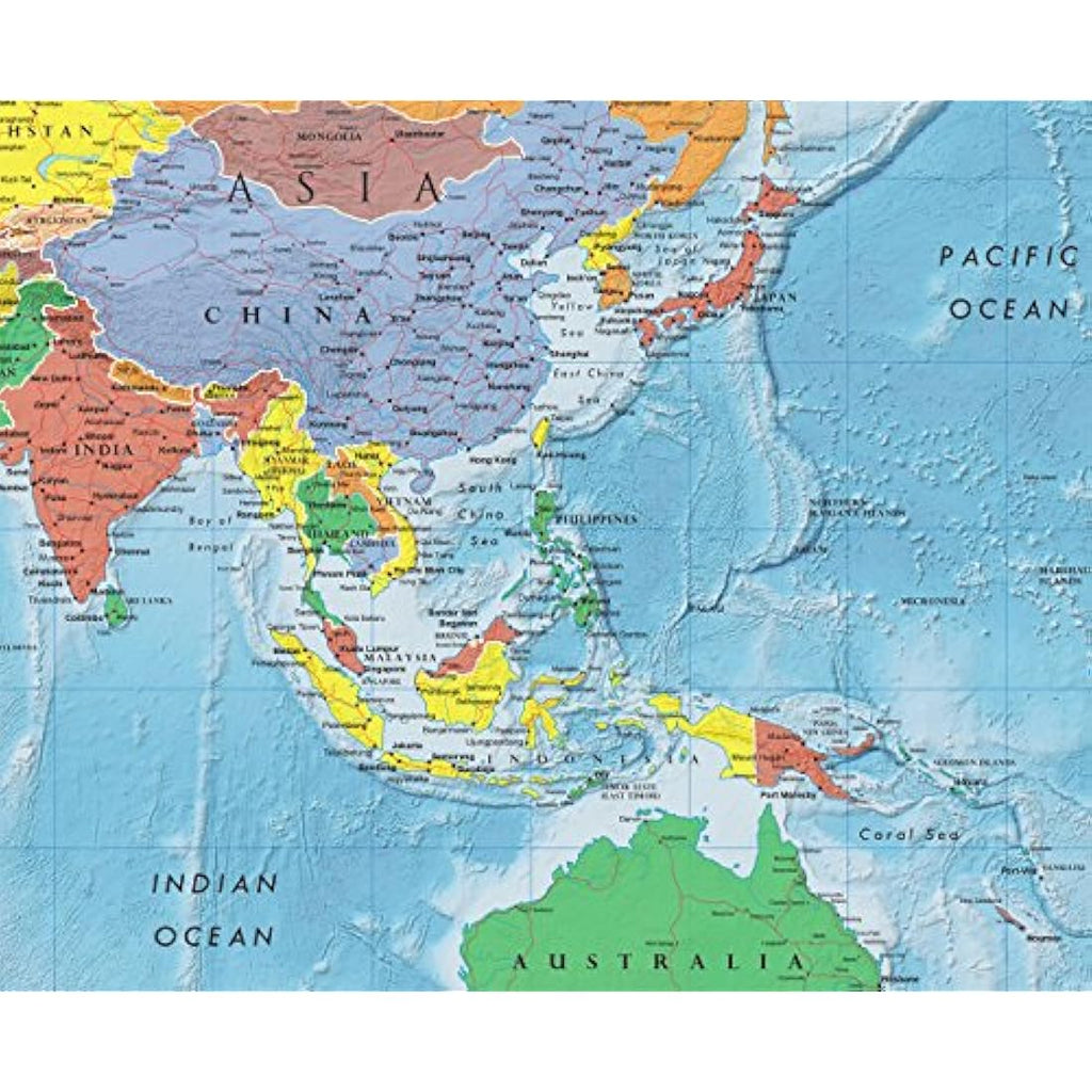 Swiftmaps Laminated World Wall Map – 3D Relief Poster (92cm x 61cm)