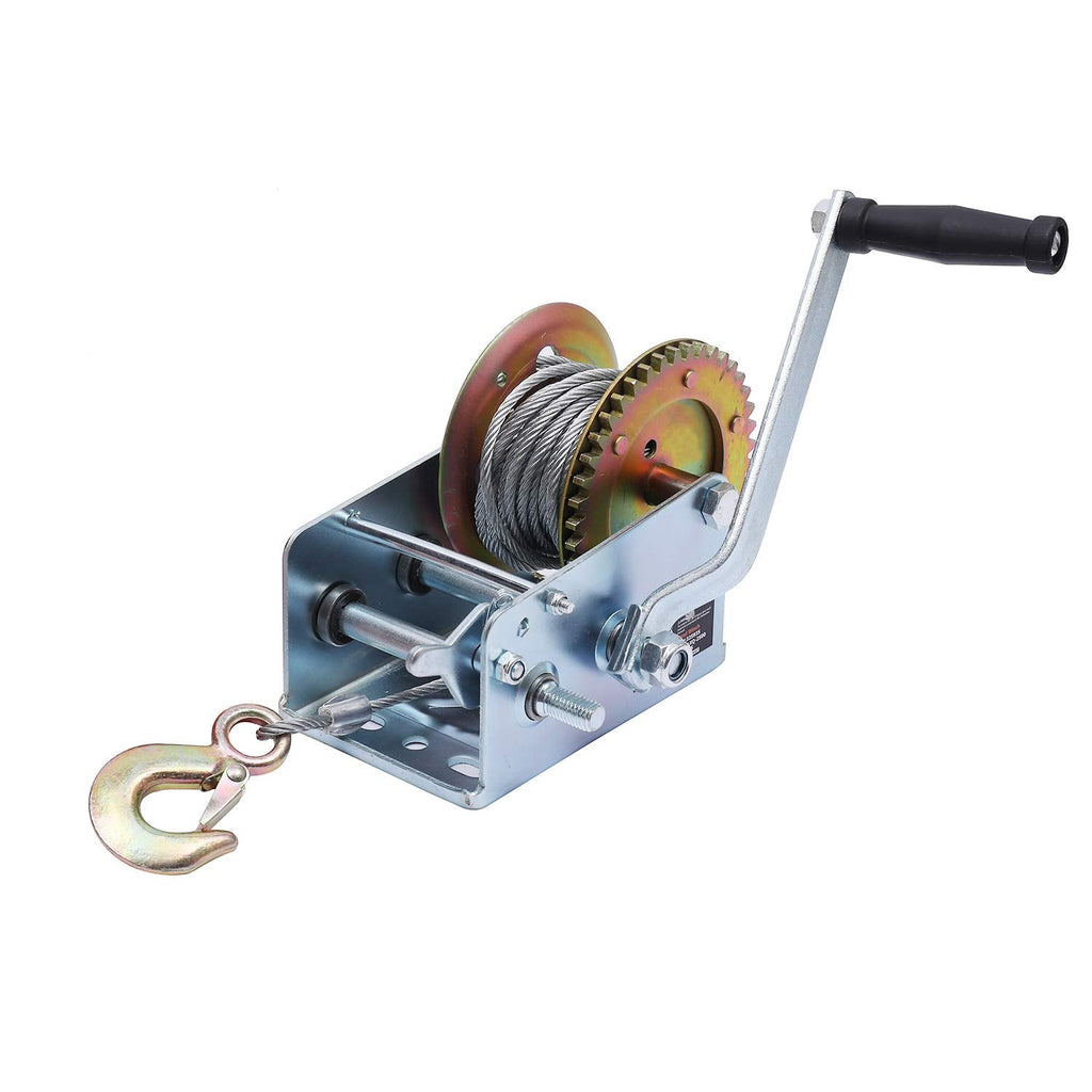 KATSU Heavy Duty Hand Winch | 2500LB Manual Crank with 10m Steel Rope