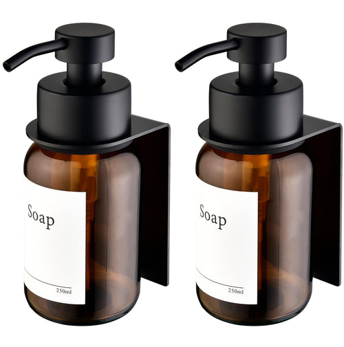 Jolof Store 2-Pack Glass Soap Dispenser | Wall Mount Stainless Steel Pump
