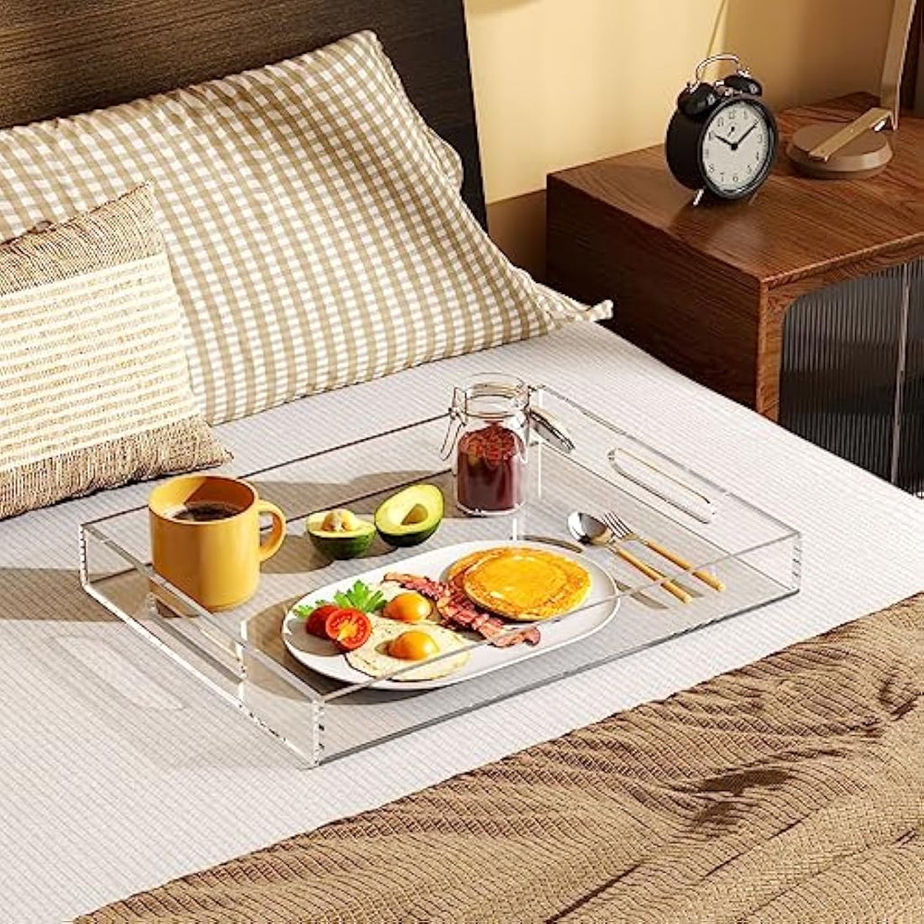 Acrylic Serving Tray | 12x16 Spill-Proof Coffee Table Tray