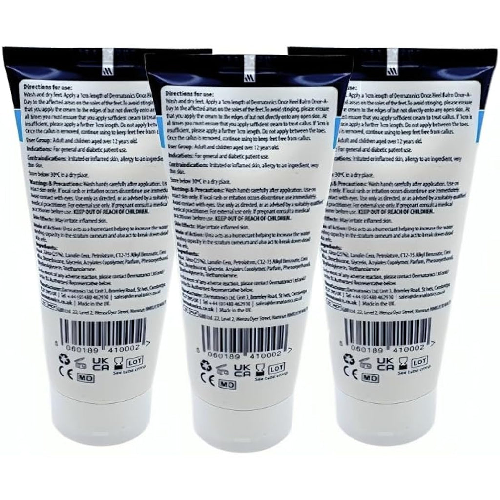 Dermatonics Once Heel Balm – 25% Urea Foot Cream for Dry Skin – 3 x 200ml